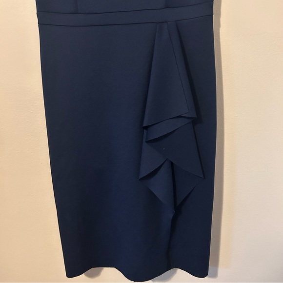 New Women’s Off the Shoulder Dark Blue MIDI Dress with Ruffle Size 12 - Picture 6 of 13